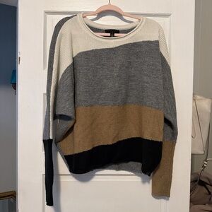 Halston Heritage Colorblock Sweater - Cream, Gray, Tan, Black